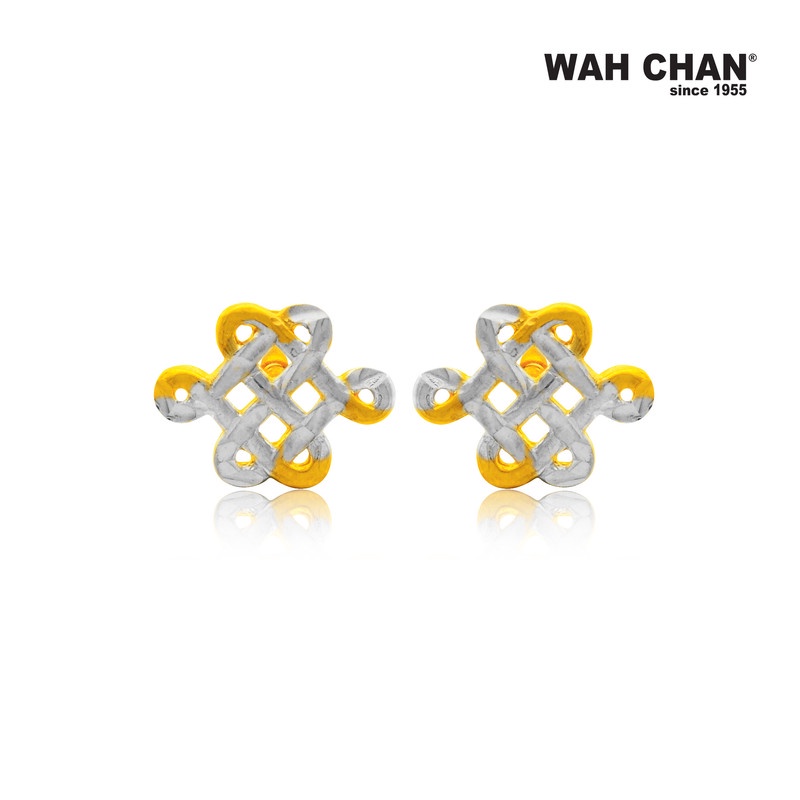 WAH CHAN 916 Gold Earrings with White Gold Plating (OSE1016)