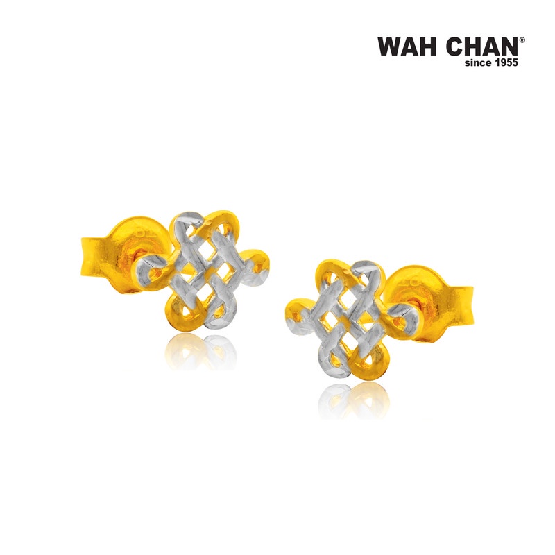 WAH CHAN 916 Gold Earrings with White Gold Plating (OSE1016) - Image 2