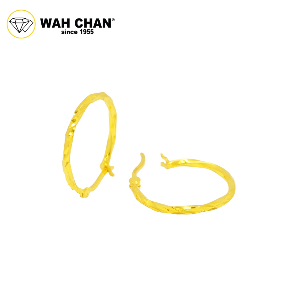 WAH CHAN 916 Gold Earrings - Twisted Design OSE1142 - Image 2