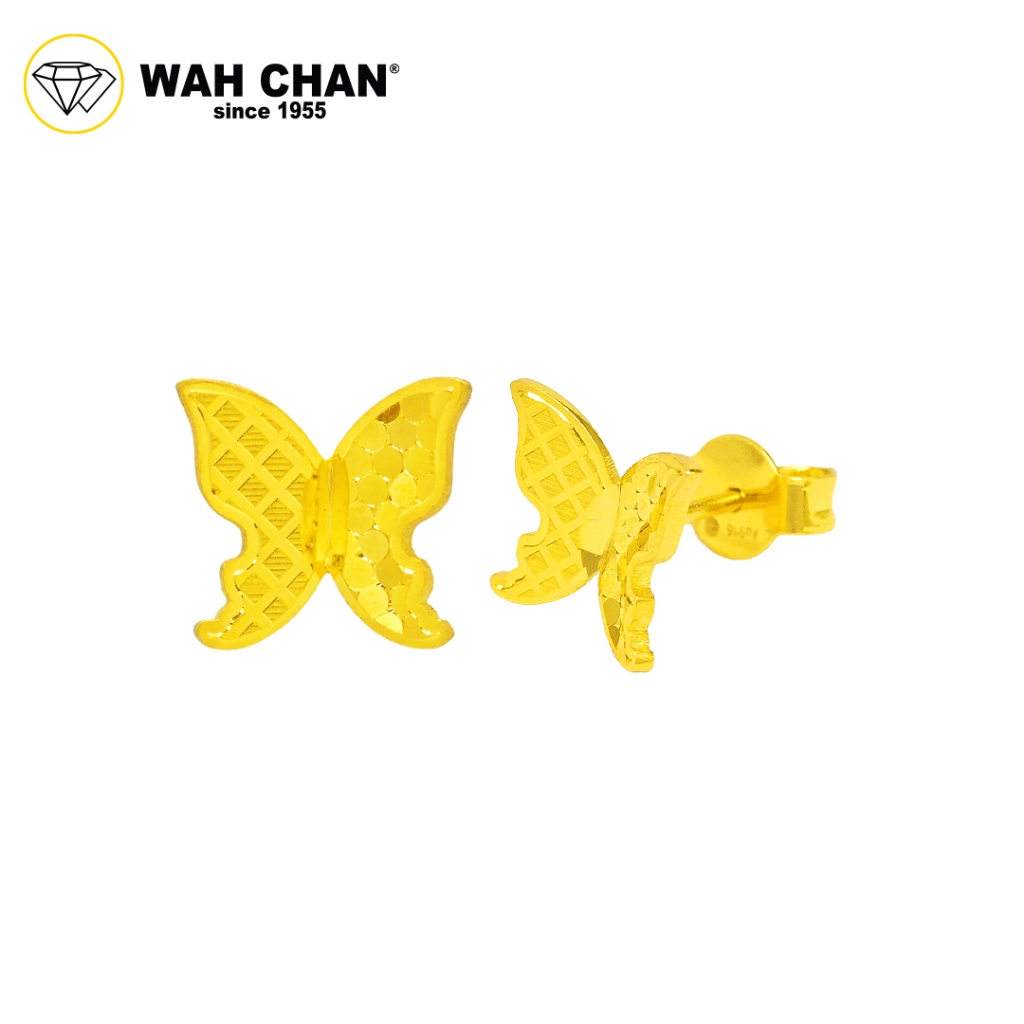 WAH CHAN 916 Gold Earrings - Honeycomb Butterfly OSE1145 - Image 2