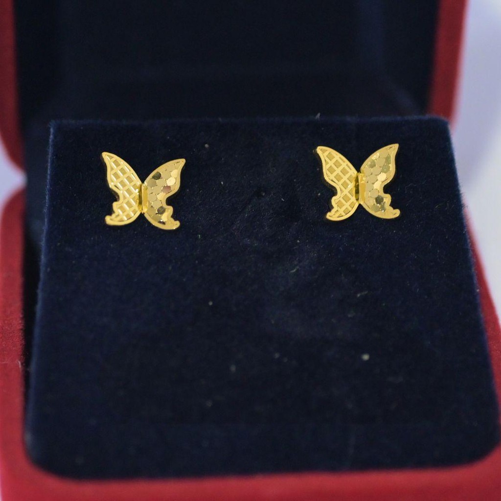 WAH CHAN 916 Gold Earrings - Honeycomb Butterfly OSE1145 - Image 3
