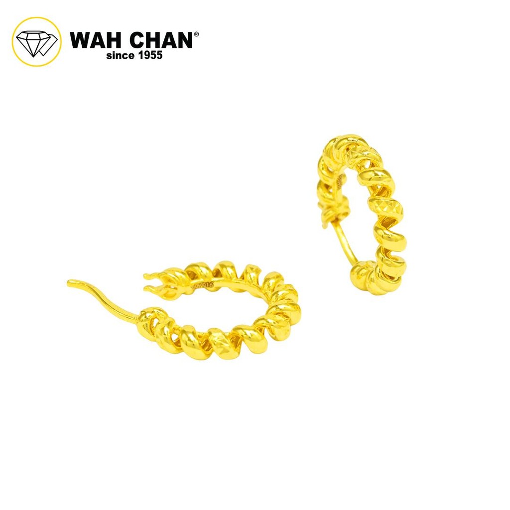 WAH CHAN 916 Gold Earrings - Twister Rope OSE1155 - Image 2