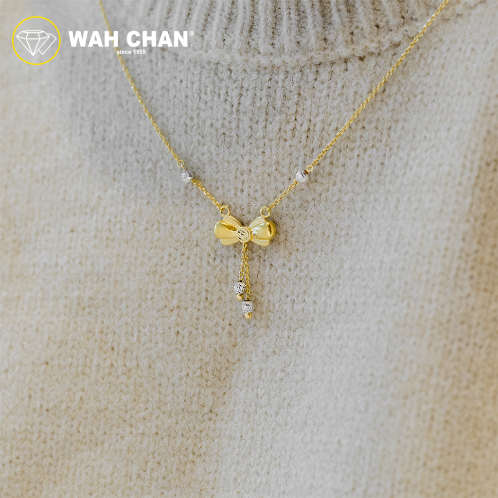 WAH CHAN 916 Gold Necklace - Ribbon with White Gold Plated OSC1063 - Image 3