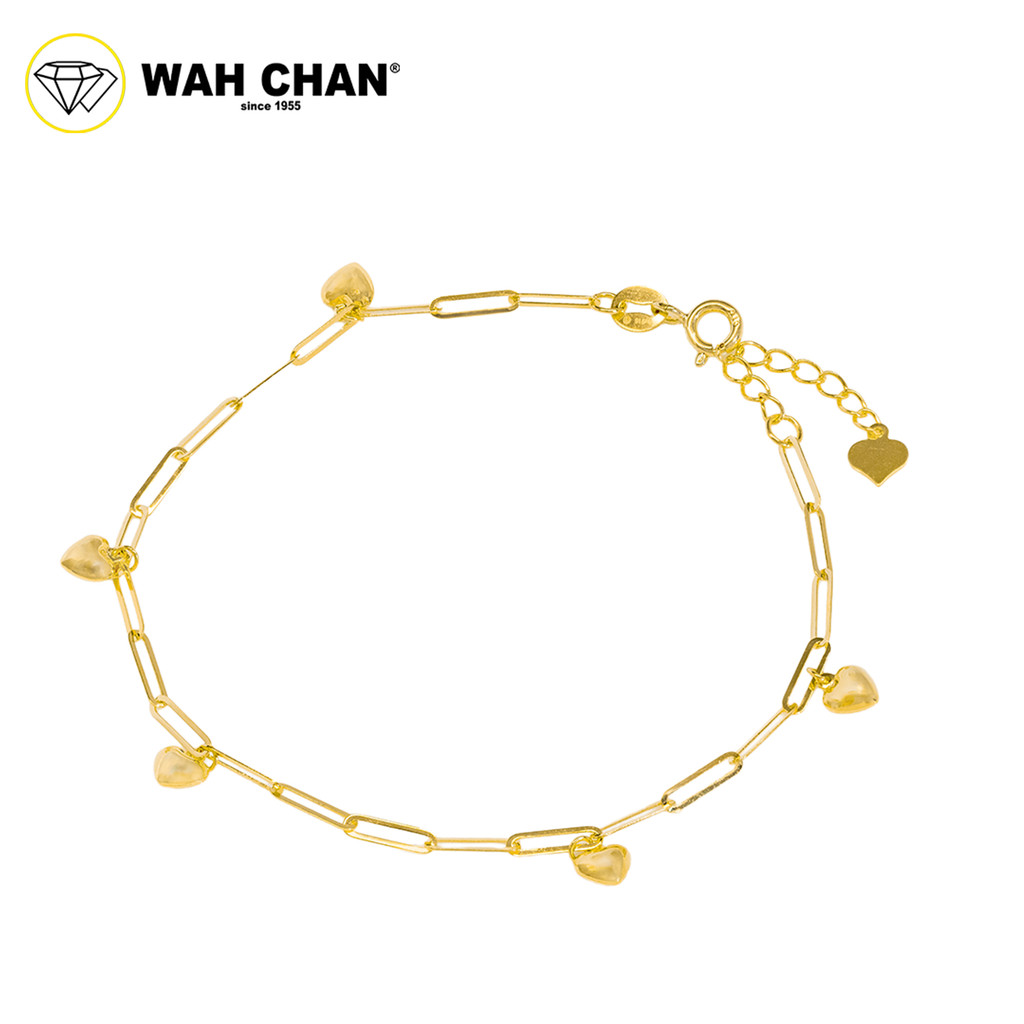 WAH CHAN 916 Gold Bracelet - Heart on Paperclip OSB1226