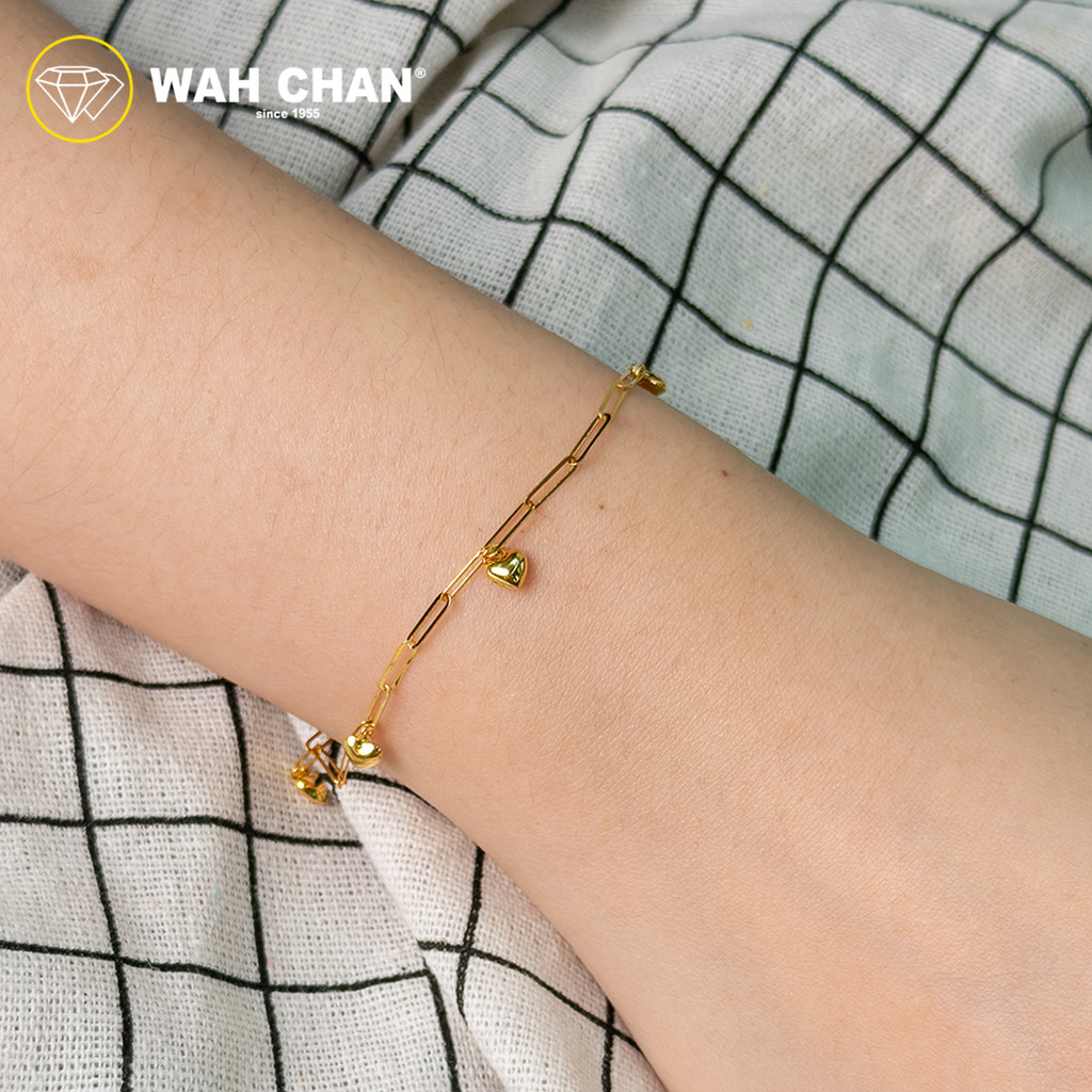 WAH CHAN 916 Gold Bracelet - Heart on Paperclip OSB1226 - Image 3