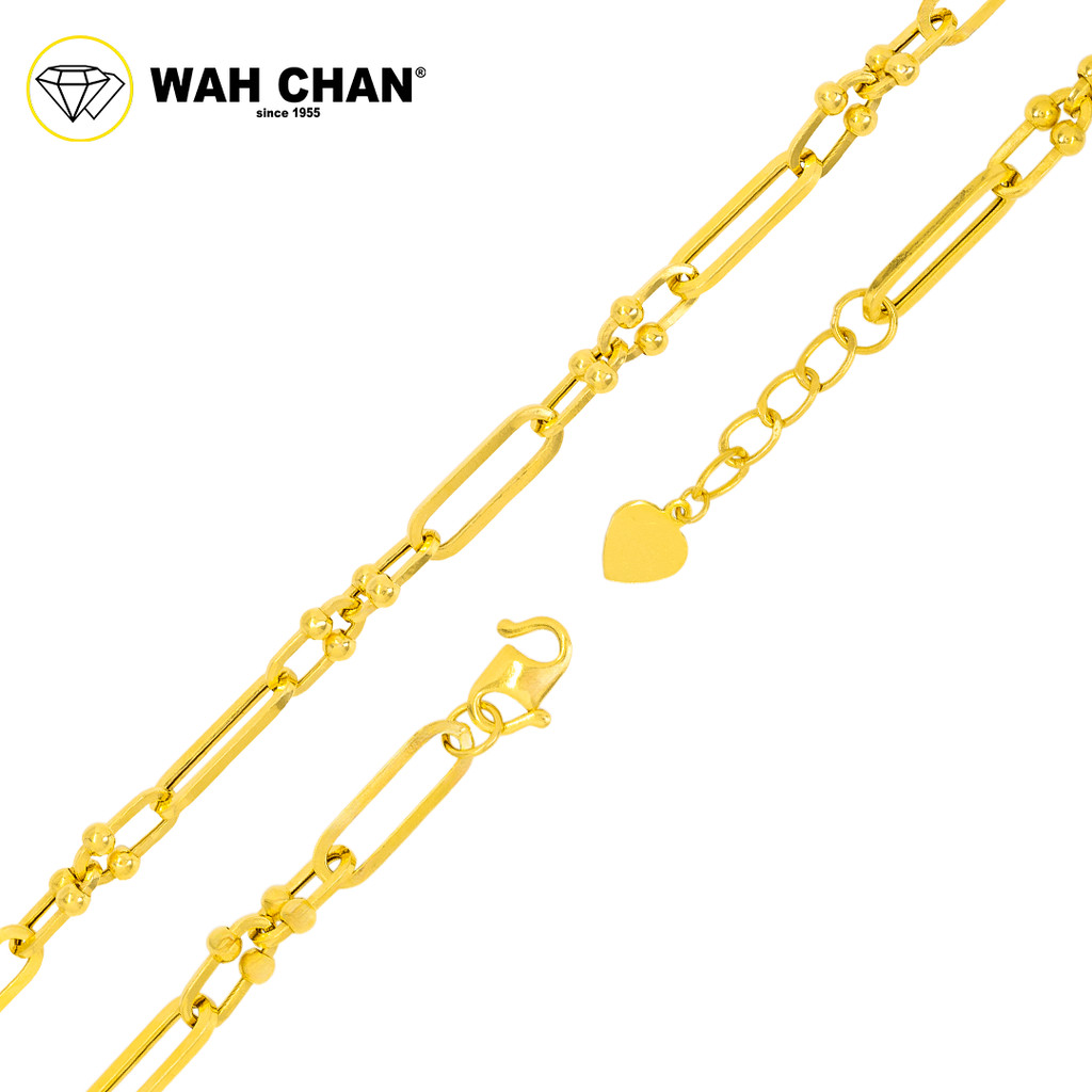 WAH CHAN 916 Gold Bracelet - Paperclip with Beads OSB1178 - Image 2