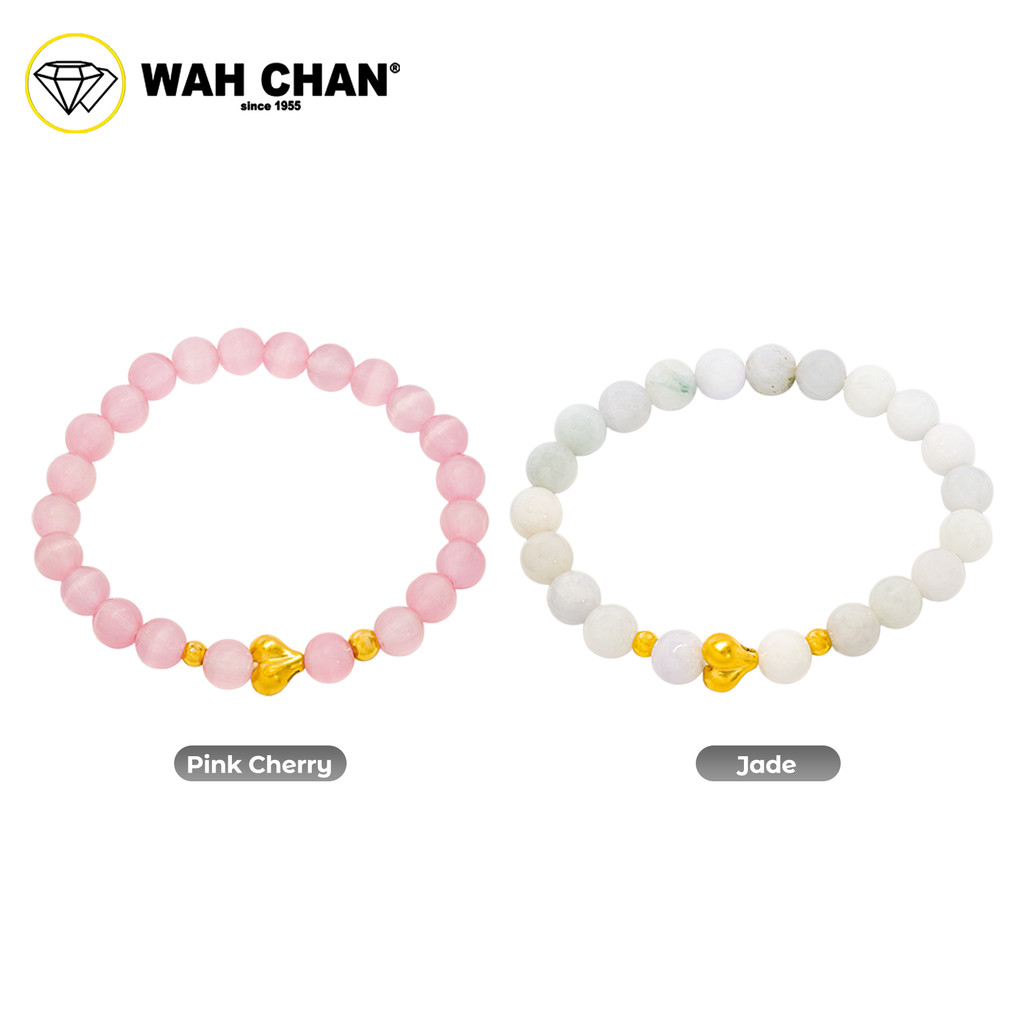 WAH CHAN 999 Gold Pendant - Love Charm Crystal Bracelet J003 - Image 3