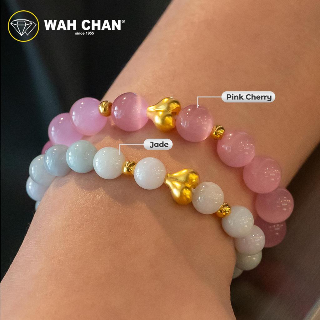 WAH CHAN 999 Gold Pendant - Love Charm Crystal Bracelet J003 - Image 4