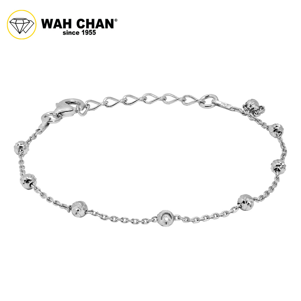 WAH CHAN S925 ITALIAN Silver Bracelet - Cable Beads 3mm Moon Cut N2B00003 - Image 2