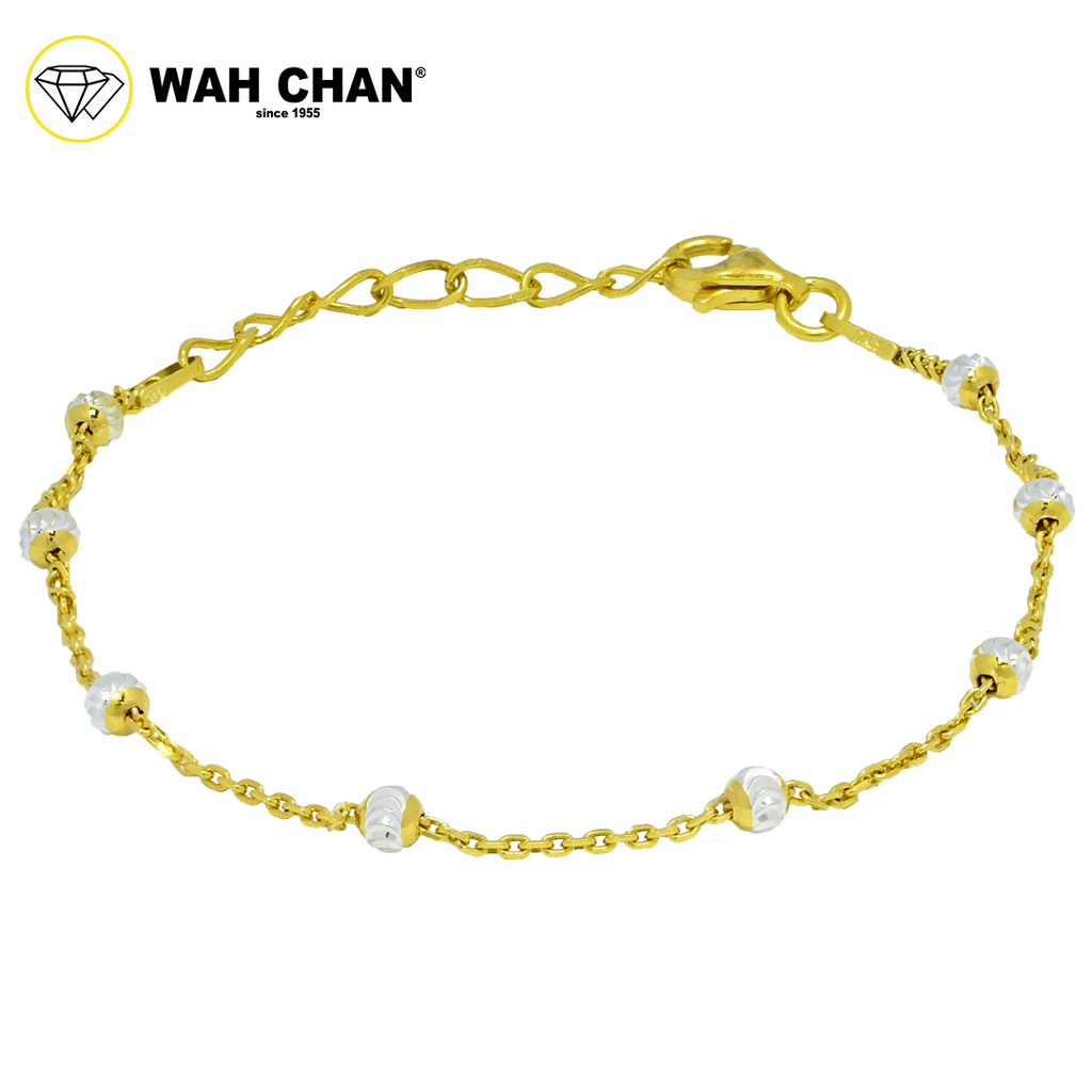 WAH CHAN S925 ITALIAN Silver Bracelet - Cable Beads 3mm Moon Cut N2B00003 - Image 4