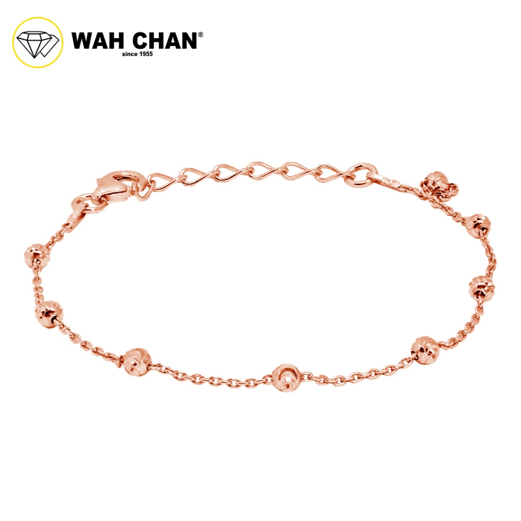 WAH CHAN S925 ITALIAN Silver Bracelet - Cable Beads 3mm Moon Cut N2B00003 - Image 5