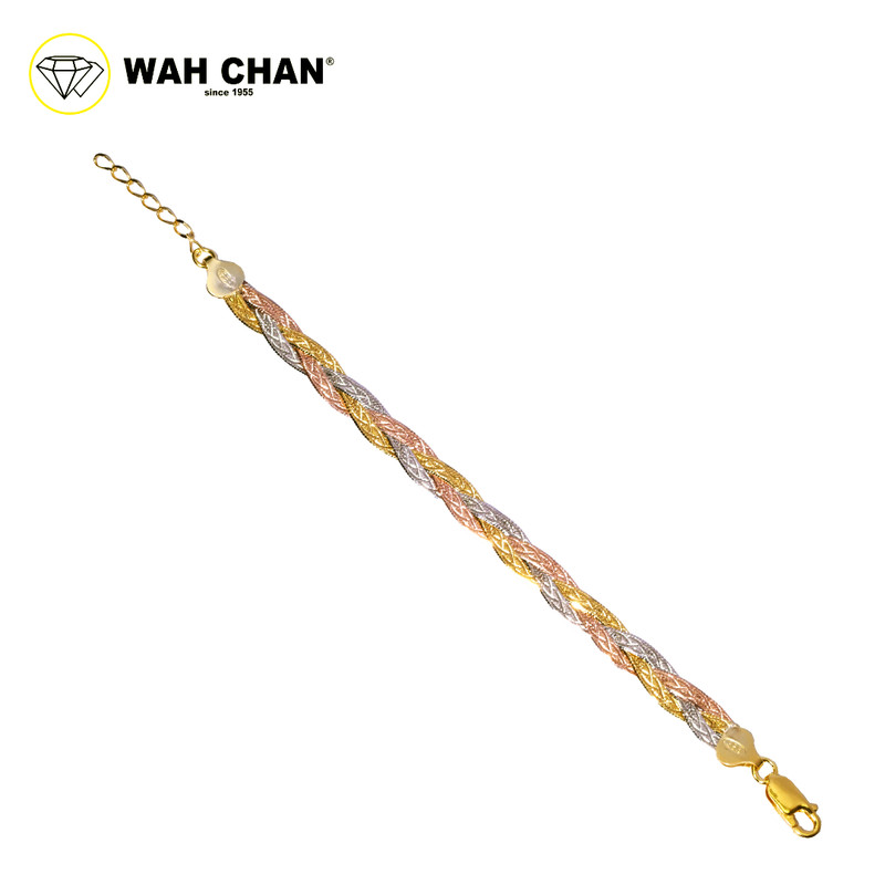 WAH CHAN S925 ITALIAN Silver Bracelet - Braided Herringbone N2B00010 - Image 2