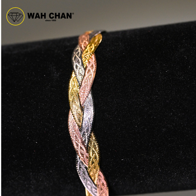 WAH CHAN S925 ITALIAN Silver Bracelet - Braided Herringbone N2B00010 - Image 3
