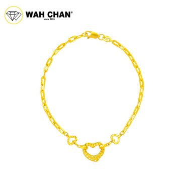 WAH CHAN 916 Gold Bracelet - Tri-Heart OSB1248