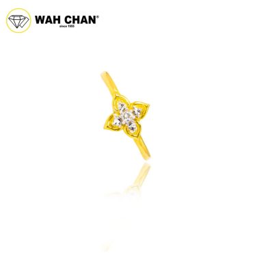 WAH CHAN 916 Gold Ring with White Gold Plating - Flower OSR1091