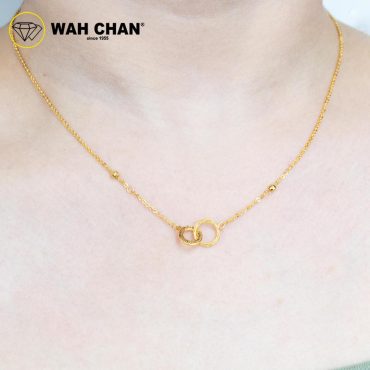 WAH CHAN 916 Gold Necklace - Double Loop Honeycomb OSC1069