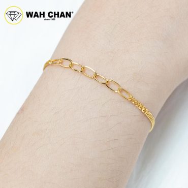 WAH CHAN 916 Gold Bracelet - Gelang Paperclip Double Mesin OSB1274