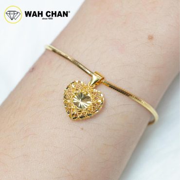 WAH CHAN 916 Gold Pendant - Diamond Cut Filigree Honeycomb Love OSP1377