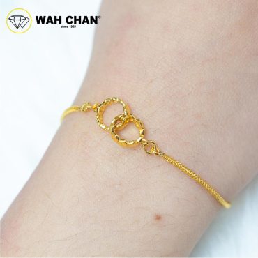 WAH CHAN 916 Gold Bracelet - Gelang Double Mesin Interlocked Circle OSB1291