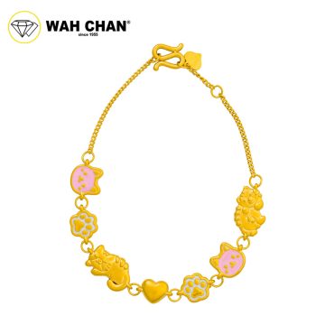 WAH CHAN 999 Gold Bracelet - Pinky Meow OGB002