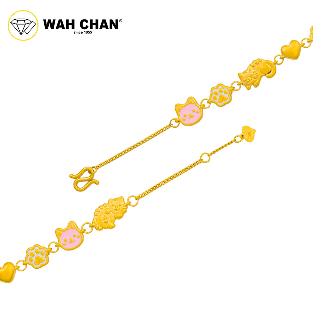 WAH CHAN 999 Gold Bracelet - Pinky Meow OGB002 - Image 2