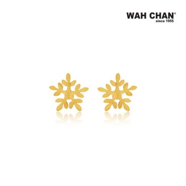 WAH CHAN 916 Gold Screw Back Earrings - Snowflakes (OSE1024)