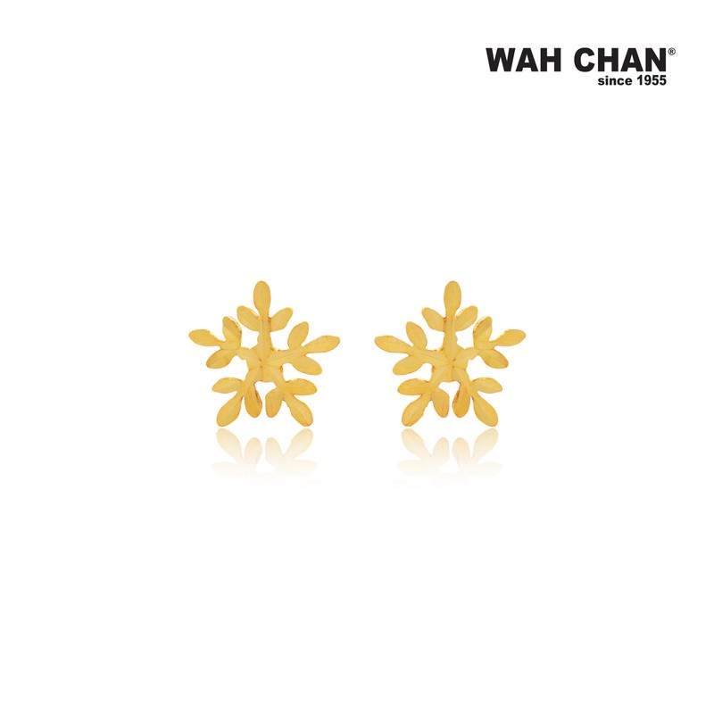 WAH CHAN 916 Gold Screw Back Earrings - Snowflakes (OSE1024)