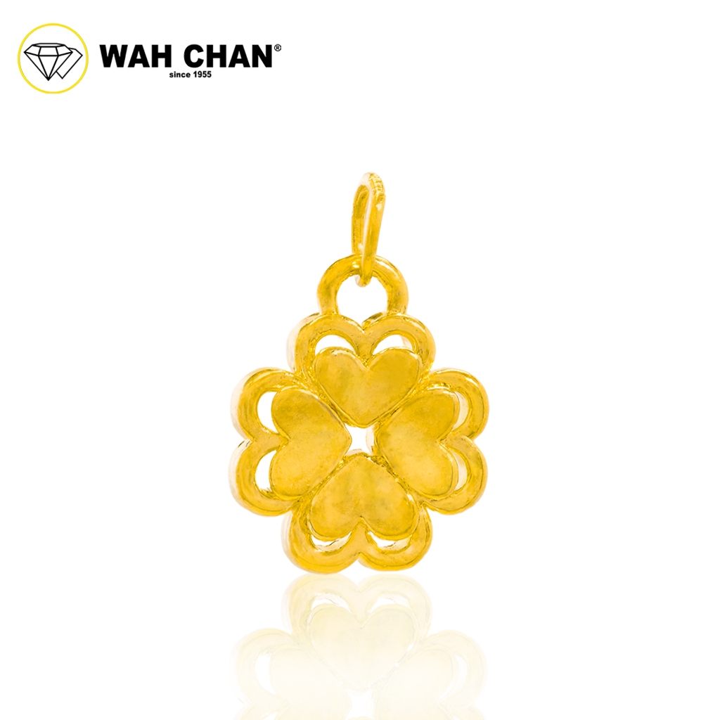 WAH CHAN 999 Gold Pendant - Four Leaves Clover B40