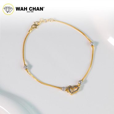 WAH CHAN 916 Gold Bracelet - Gelang Double Mesin Love  OSB1317