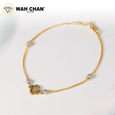 WAH CHAN 916 Gold Bracelet - Gelang Double Mesin Clover OSB1318