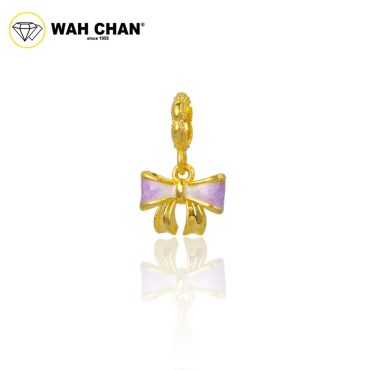 WAH CHAN 916 Gold Pendant - Mini Purple Ribbon OSP1402