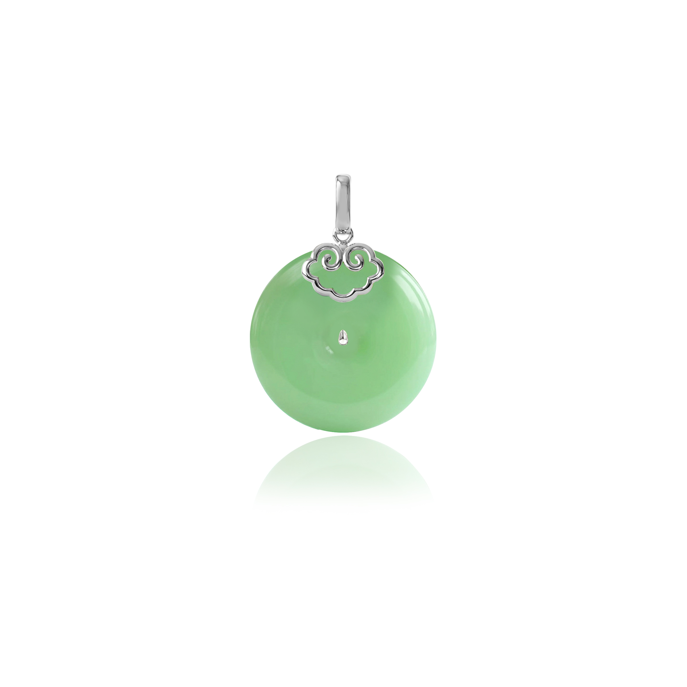 9K White Gold Green Jade Pendant (PJ02878-B02) - Image 2