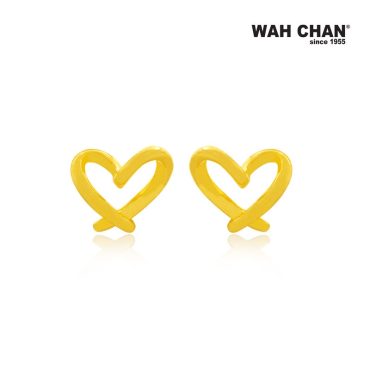 916 Gold Screw Back Earrings - Heart/Love OSE1055