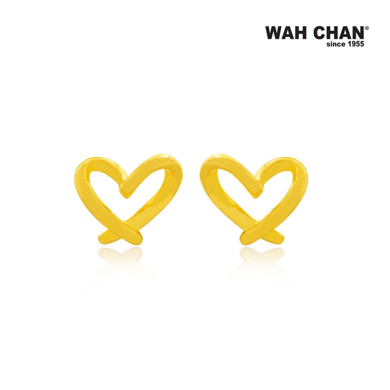 916 Gold Screw Back Earrings - Heart/Love OSE1055
