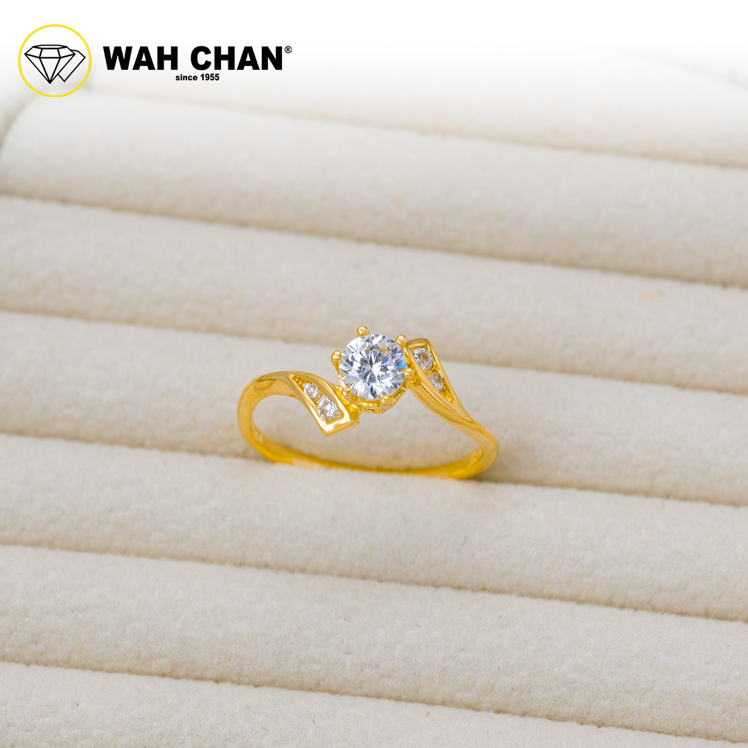 Wah Chan 585/14K Gold Ring - Cincin Zirconia R1003 - Image 2