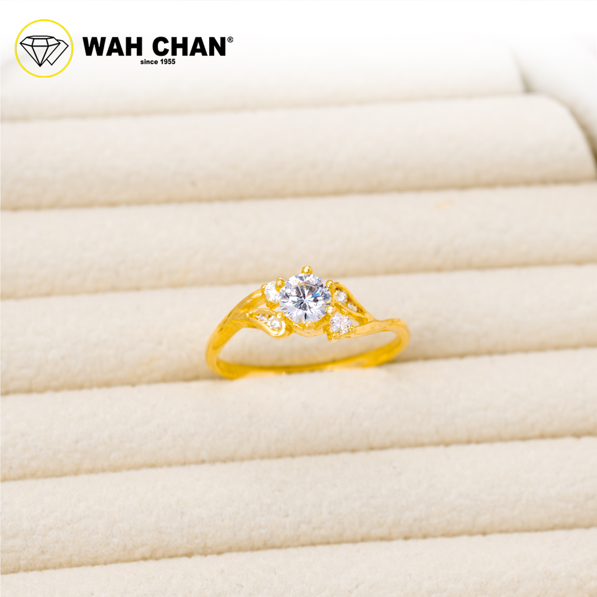 Wah Chan 585/14K Gold Ring - Cincin Zirconia R1011 - Image 2