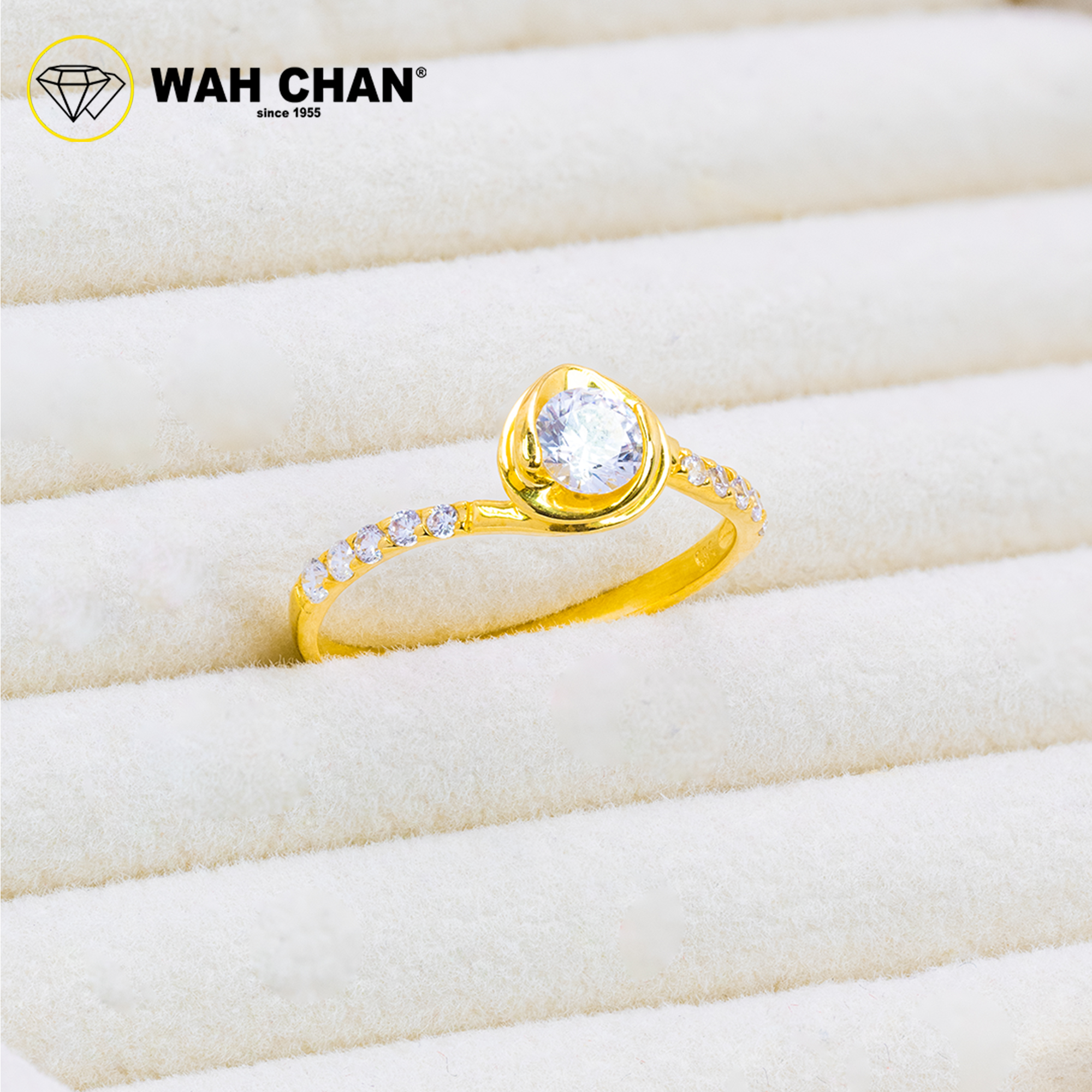 Wah Chan 585/14K Gold Ring - Cincin Zirconia R1085 - Image 2