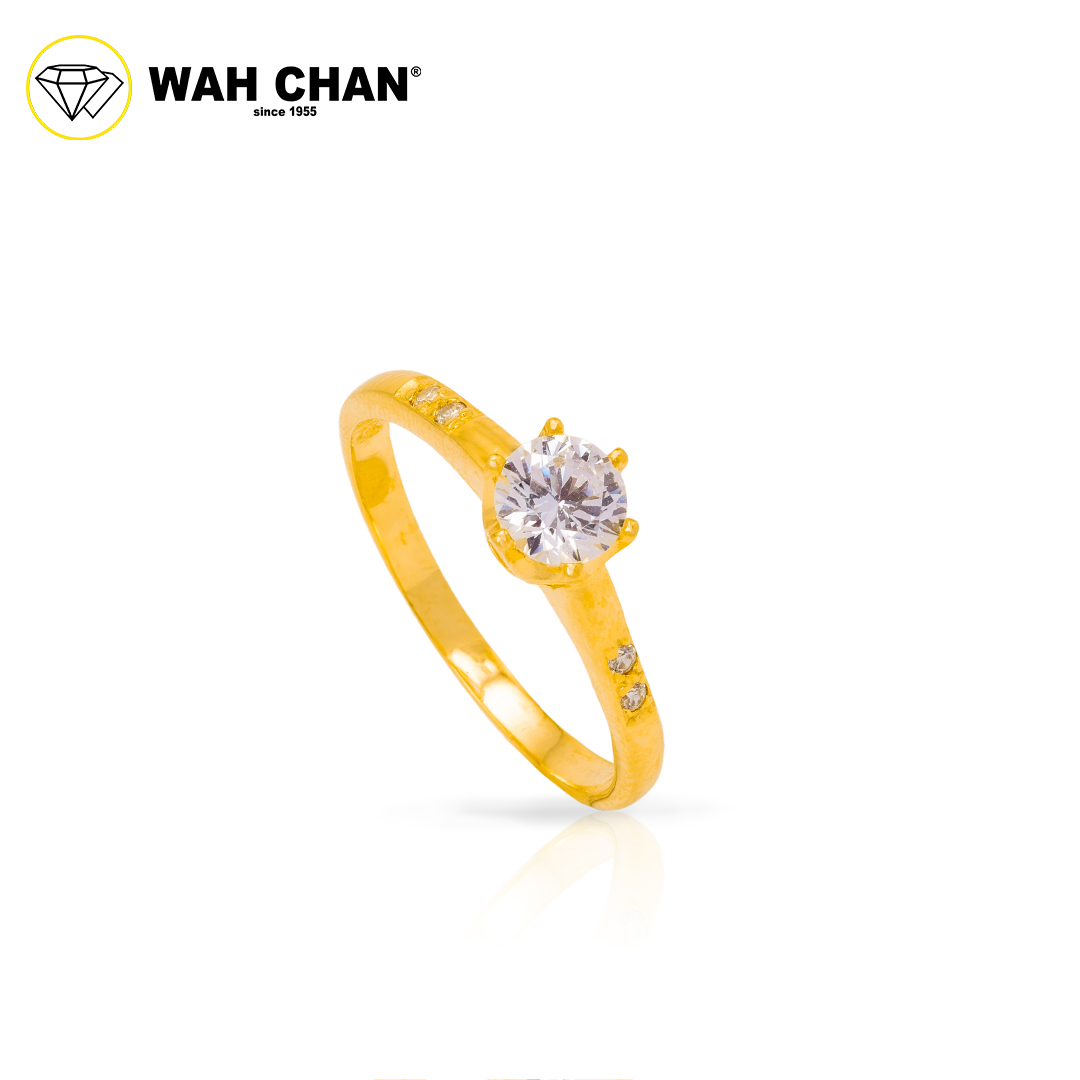 Wah Chan 585/14K Gold Ring - Cincin Zirconia R389