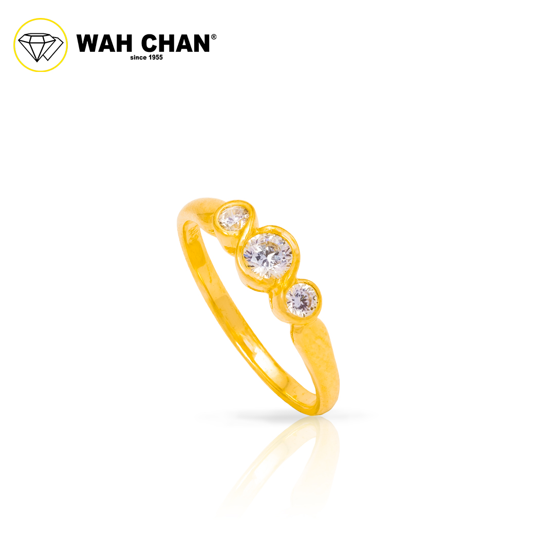 Wah Chan 585/14K Gold Ring - Cincin Zirconia R405