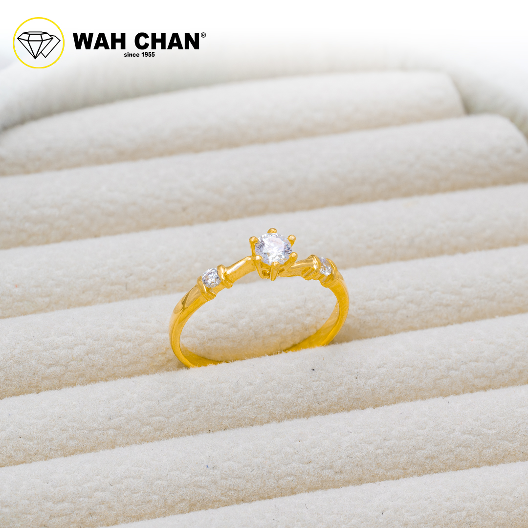 Wah Chan 585/14K Gold Ring - Cincin Zirconia R410 - Image 2