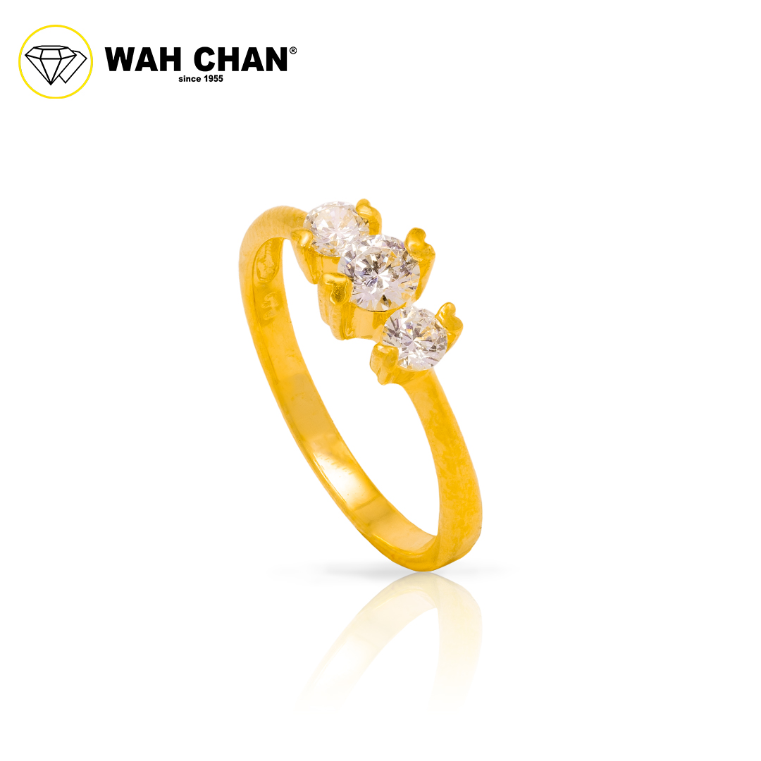 Wah Chan 585/14K Gold Ring - Cincin Zirconia R721