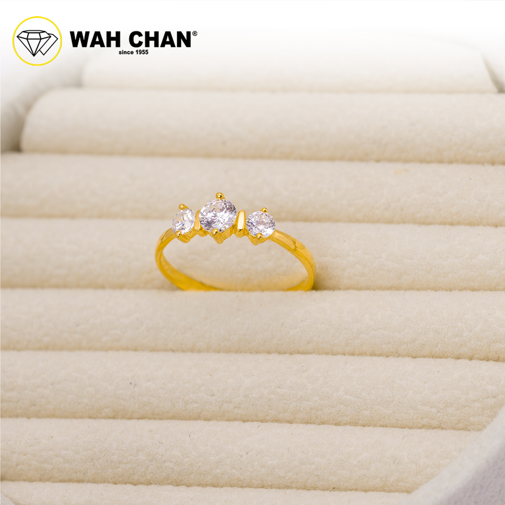 Wah Chan 585/14K Gold Ring - Cincin Zirconia WR161 - Image 2