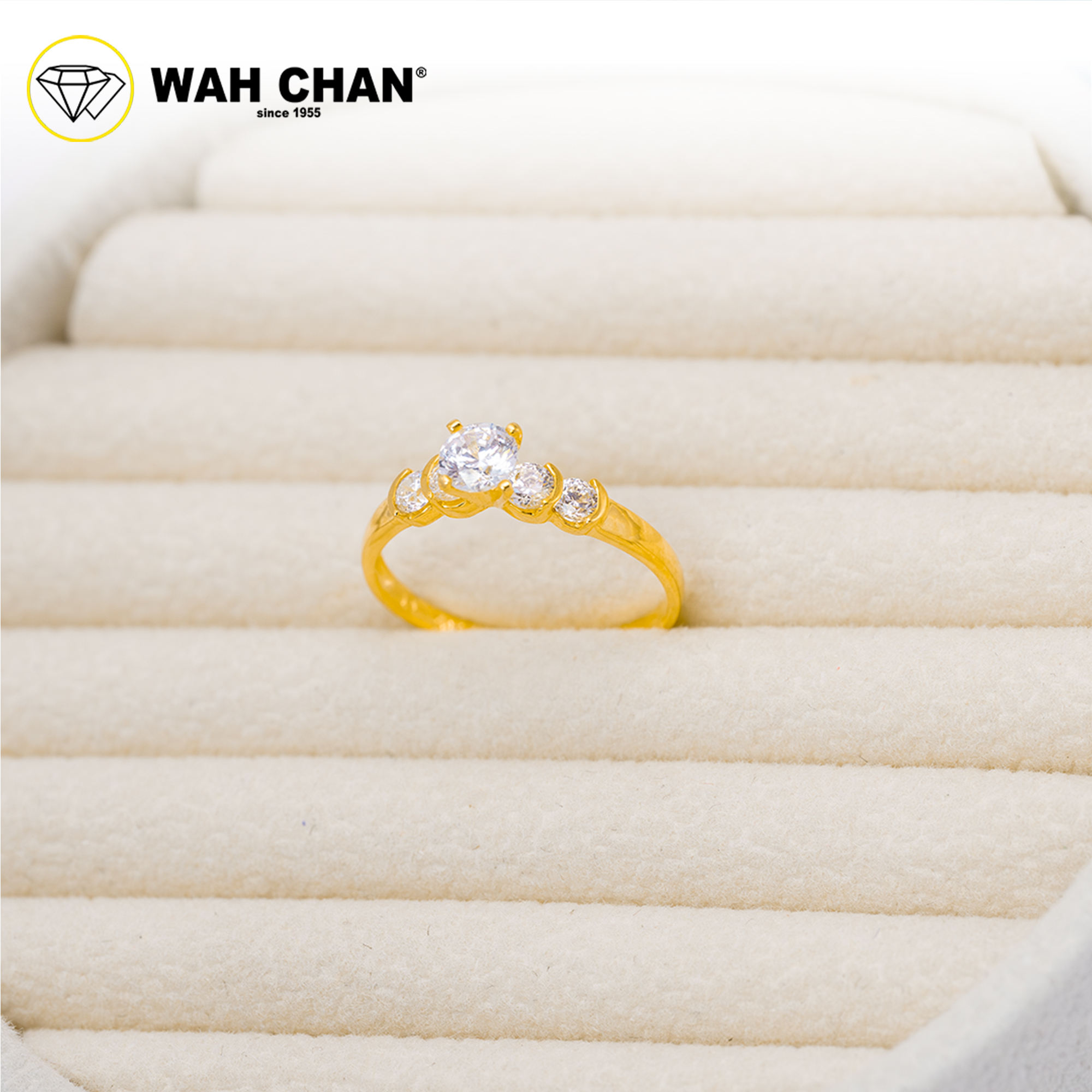 Wah Chan 585/14K Gold Ring - Cincin Zirconia WR238 - Image 2