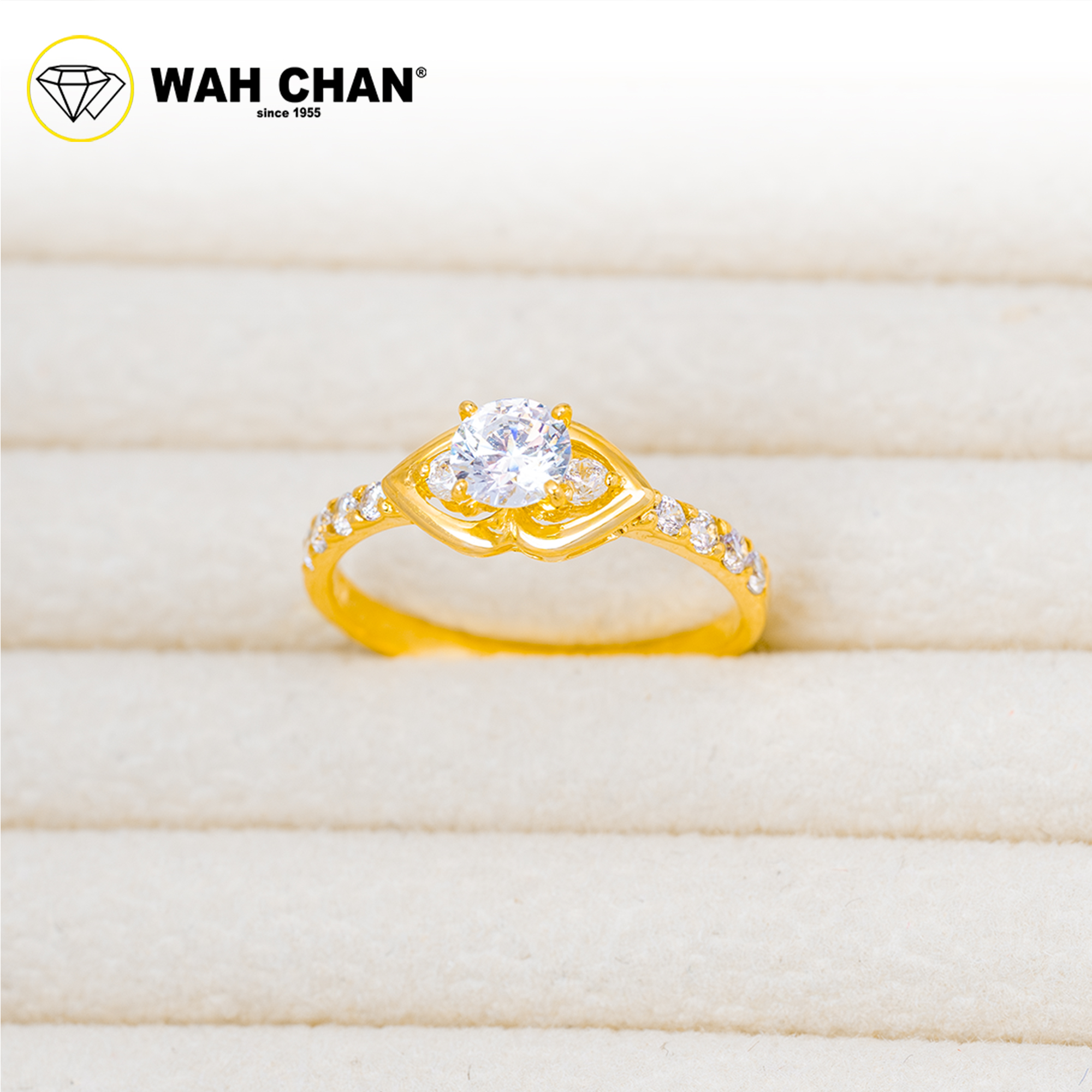 Wah Chan 585/14K Gold Ring - Cincin Zirconia WR329 - Image 2